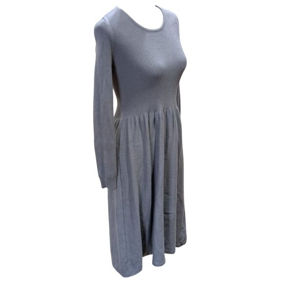 Boden Womens Ribbed Long-Sleeve Button-Back Knit Dress Gray Wool-Cotton Size 6R - Picture 7 of 9